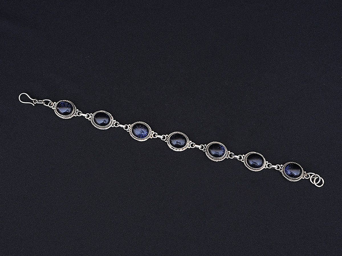 Blue Stone Pure Silver Bracelet