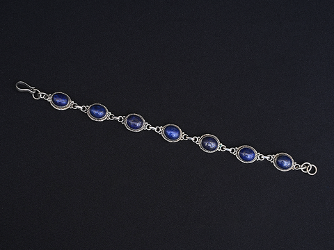 Online Shopping India  925 Sterling Silver Blue Stone Kada Style Bracelet  For Women