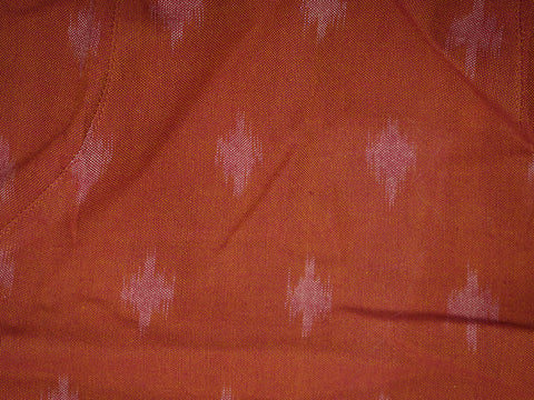 Boat Neck Rust Orange Ikat Cotton Readymade Blouse