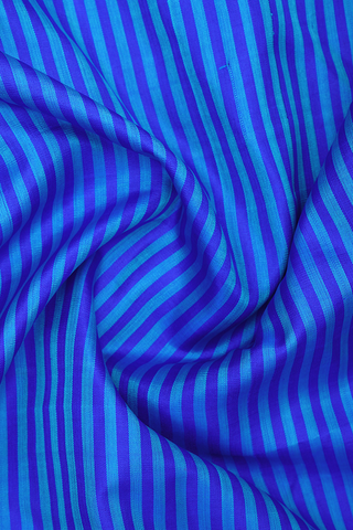Boat Neck Self Stripes Shades Of Blue Silk Cotton Salwar Set