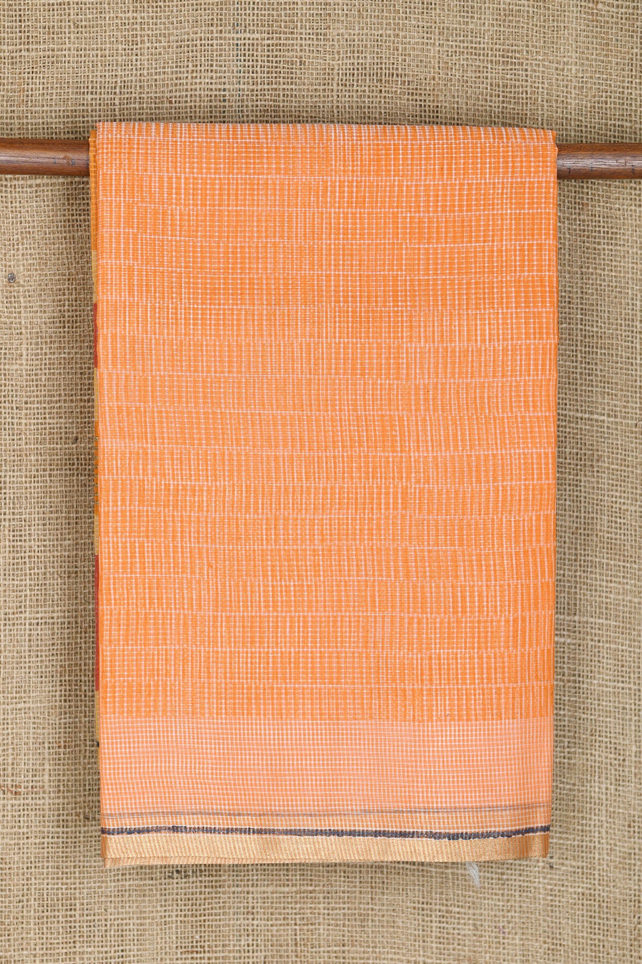 Allover Pattern Orange Kota Cotton Saree