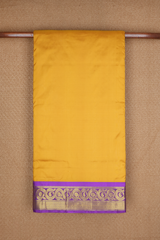 Korvai Border Golden Yellow Kanchipuram Nine Yards Silk Saree