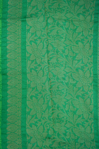 Crushed Border Green Raw Silk Saree