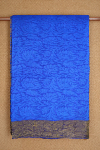 Crushed Border Lapis Blue Raw Silk Saree
