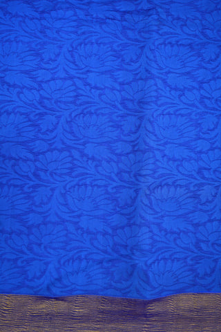 Crushed Border Lapis Blue Raw Silk Saree