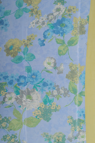 Botanical Digital Printed Pastel Blue Crepe Silk Saree