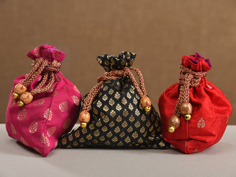 Brocade Banaras Set Of 3 Potli Bags