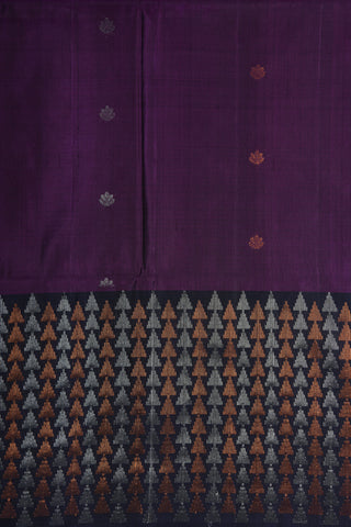 Brocade Border With Zari Buttas Plum Purple Soft Silk Saree