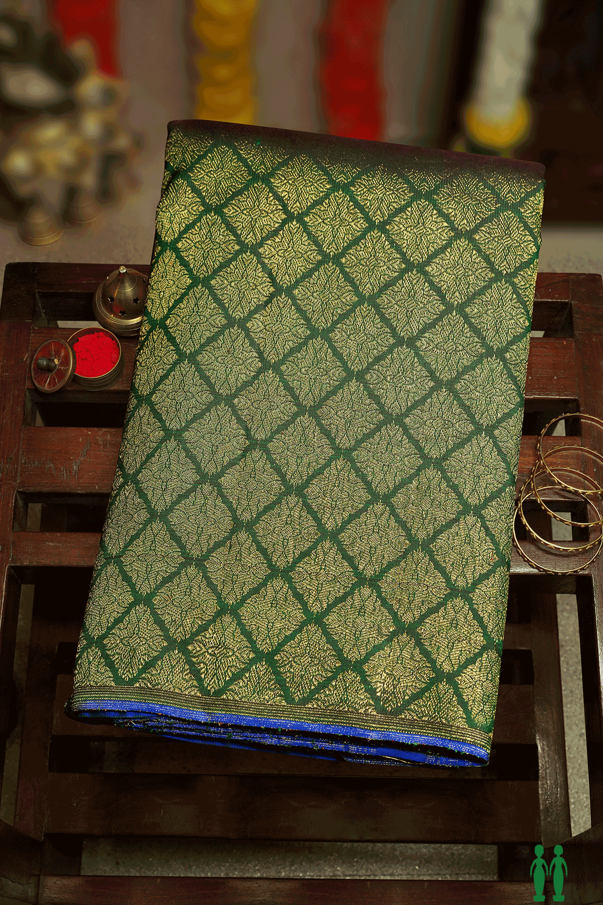 Brocade Design Dark Green Kanchipuram Silk Saree