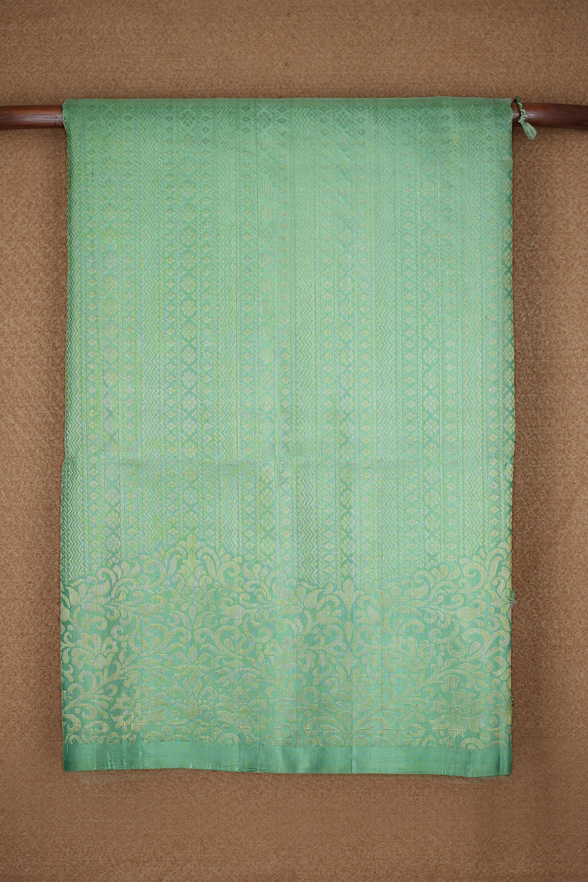 Brocade Design Light Sage Green Soft Silk Saree