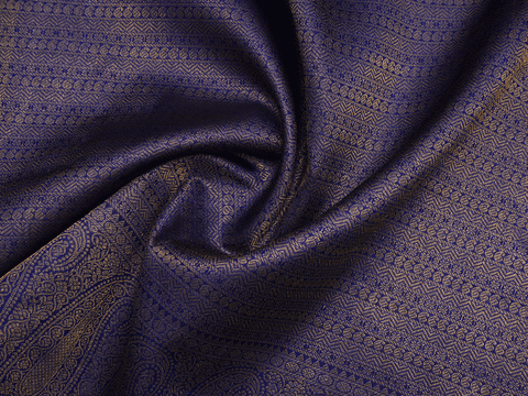 Brocade Design Navy Blue Kanchipuram Silk Blouse Material