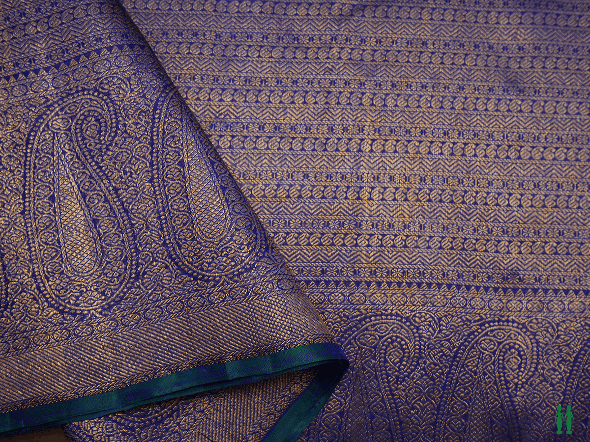 Brocade Design Navy Blue Kanchipuram Silk Blouse Material