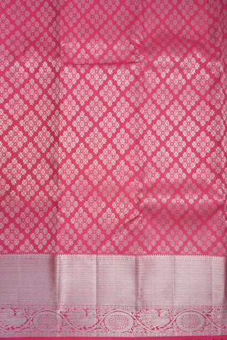 Zari Border In Brocade Hot Pink Kanchipuram Silk Saree