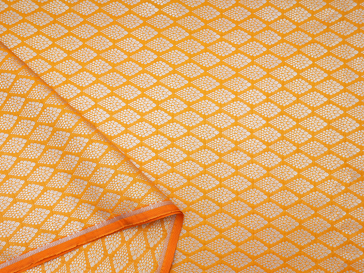 Brocade Design Royal Orange Banarasi Silk Blouse Material