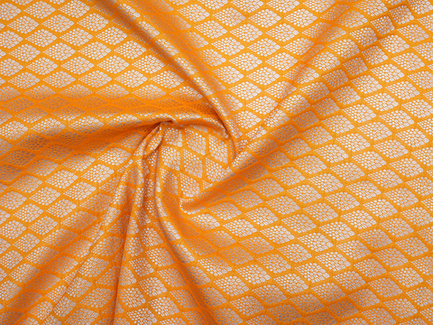 Brocade Design Royal Orange Banarasi Silk Blouse Material