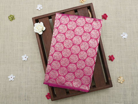 Brocade Magenta Pink Banaras Silk Unstitched Blouse Material