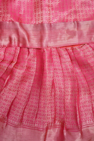 Brocade Pattern Hot Pink Kanchipuram Silk Pavadai Sattai