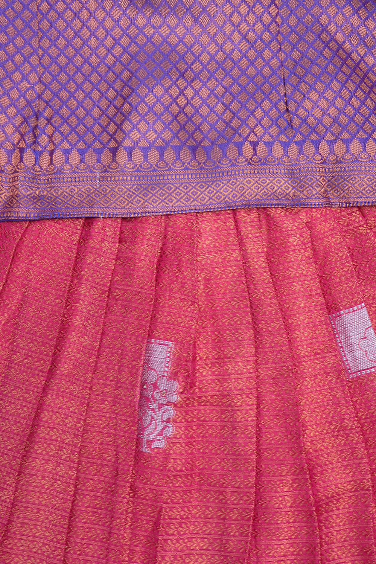 Brocade Design Purple And Pink Kanchipuram Silk Pavadai Sattai