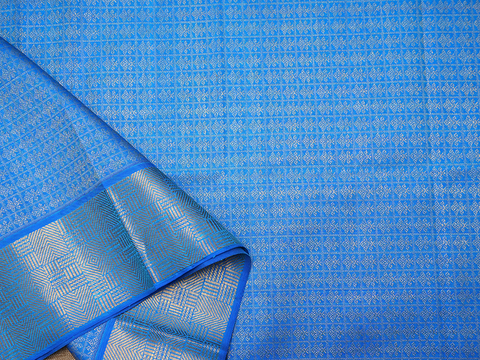 Brocade Zari Design Azure Blue Kanchipuram Blouse Material
