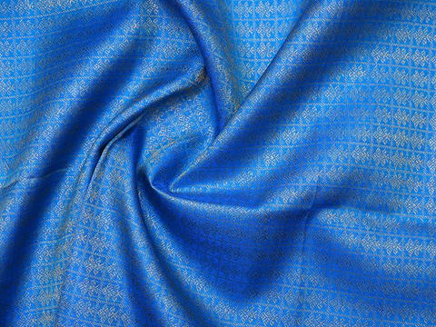 Brocade Zari Design Azure Blue Kanchipuram Blouse Material