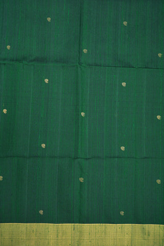 Paithani Pallu With Butta Body Green Jute Soft Silk Saree