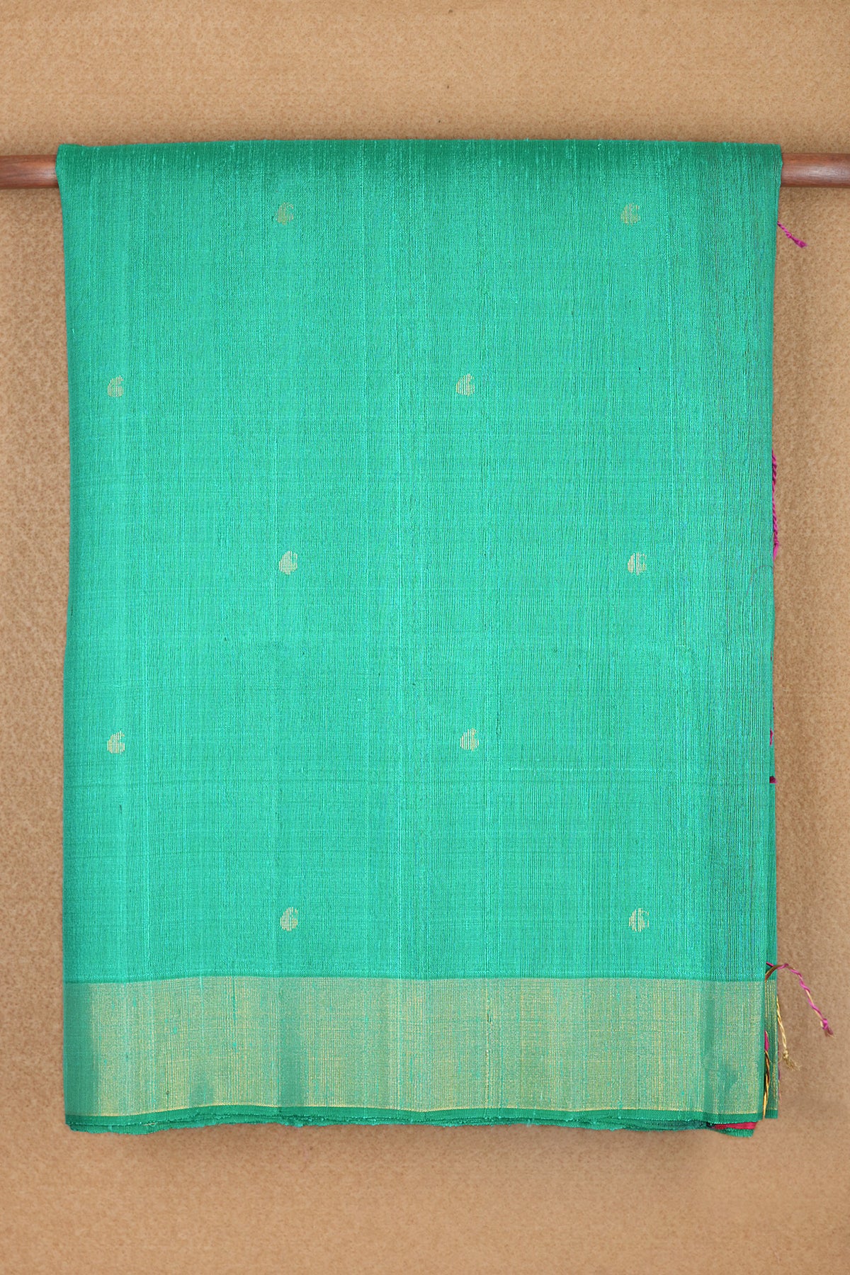 Paithani Pallu With Butta Body Sea Green Jute Soft Silk Saree