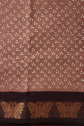 Butterfly Motif Border With Light Chocolate Brown Sungudi Cotton Saree