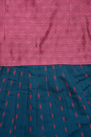 Buttis Design Rose And Blue Raw Silk Readymade Pavadai Sattai