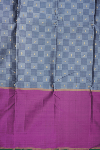 Floral Paisley Buttis Shades Of Grey Kanchipuram Silk Saree