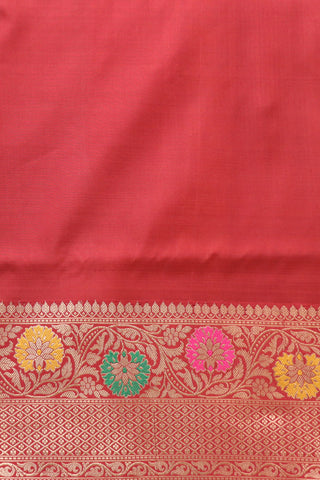 Meenakari Work Border With Floral Butta Hot Pink Banaras Silk Saree
