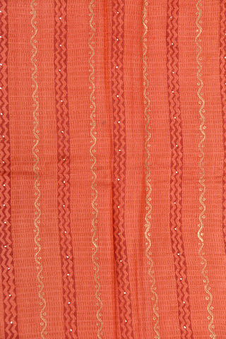 Floral Design Badla Work Light Orange Tussar Silk Saree