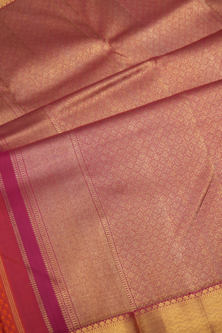Threadwork With Buttas Spiced Orange Kanchipuram Silk Saree