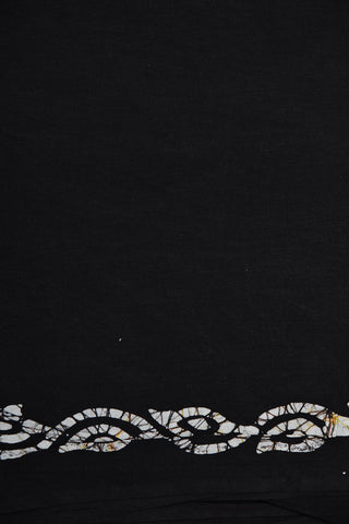Batik Printed Floral Creeper Design Maroon And Black Ahmedabad Cotton Saree