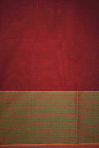 Rudraksh Threadwork Border Ruby Red Coimbatore Cotton Saree