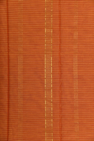 Arai Madam Border With Stripes Marigold Orange Kalyani Cotton Saree