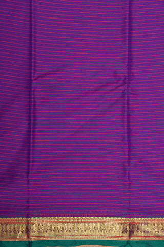 Traditional Zari Border With Stripes Purple Kalyani Cotton Saree