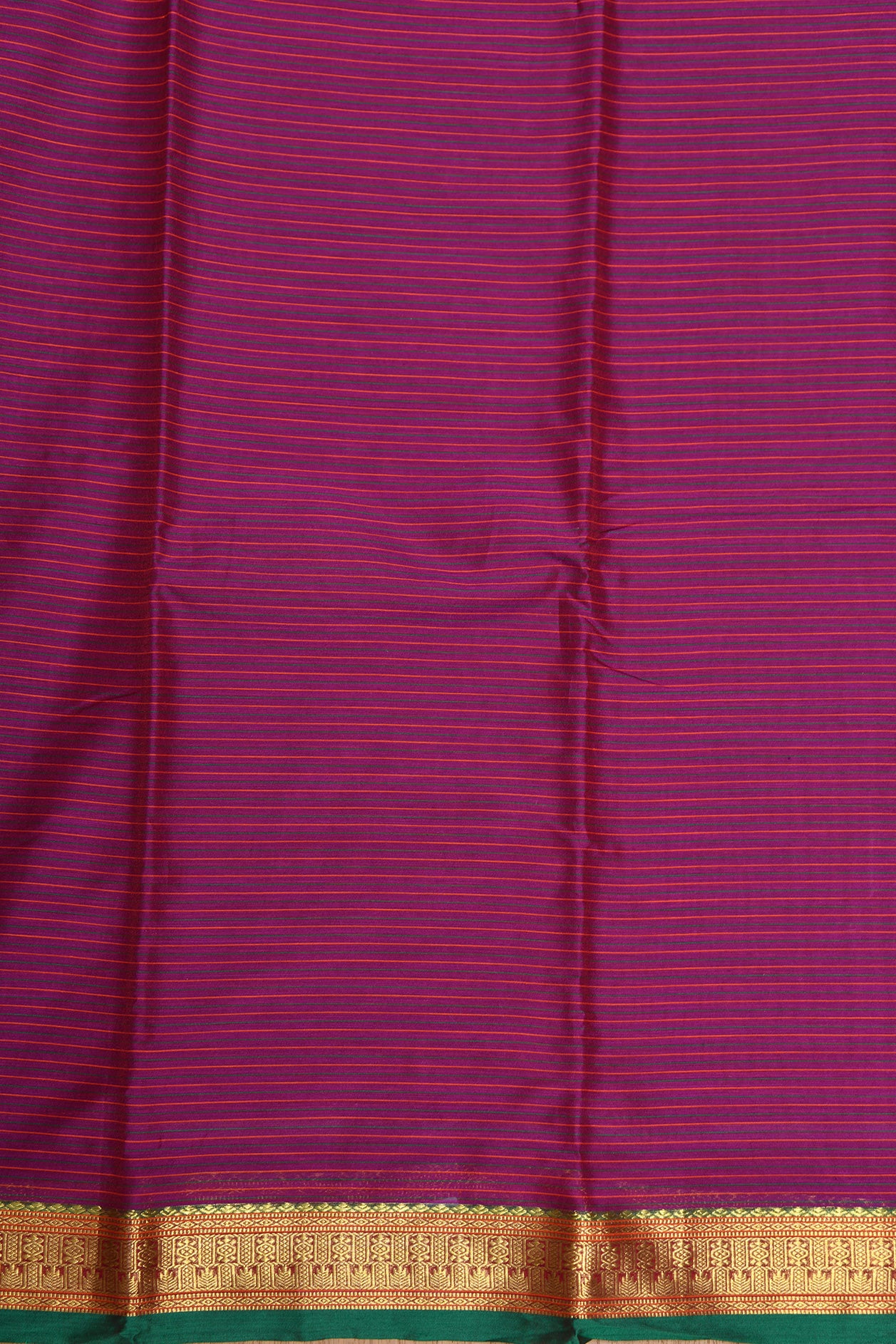 Traditional Zari Border With Stripes Plum Purple Kalyani Cotton Saree
