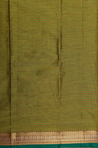 Traditional Zari Border With Stripes Mehandi Green Kalyani Cotton Saree