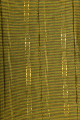 Traditional Zari Border With Stripes Mehandi Green Kalyani Cotton Saree