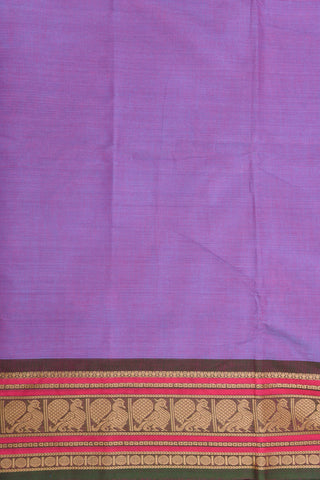 Thread Work Annam Border In Plain Lilac Nine Yards Cotton Saree