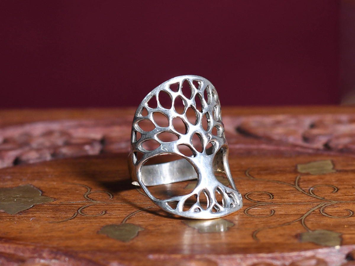 Carving Work Pure Silver Ring