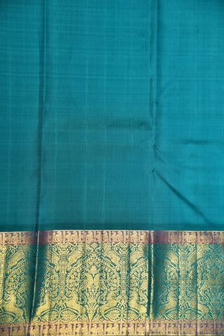 Traditional Korvai Border In Plain Cobalt Blue Kanchipuram Silk Saree