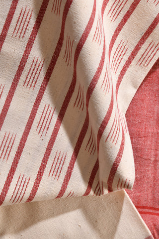 Cement Red & Offwhite Cotton Ikat Double Bedsheet