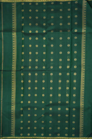 Chakram Zari Motifs Emerald Green Kanchipuram Silk Saree
