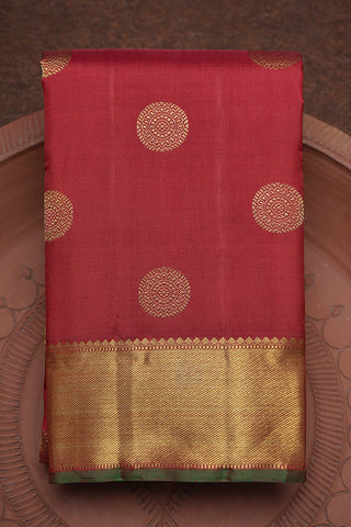 Chakram Zari Motifs Ruby Red Kanchipuram Silk Saree