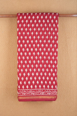 Paisley Design Red Chanderi Semi Cotton Saree