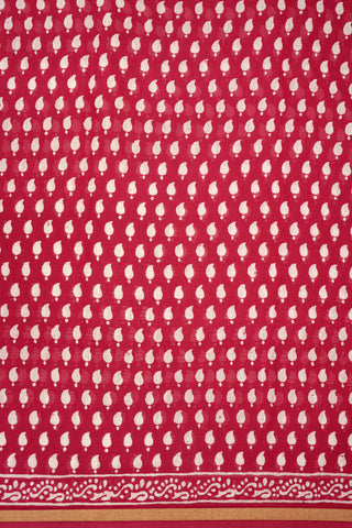 Paisley Design Red Chanderi Semi Cotton Saree