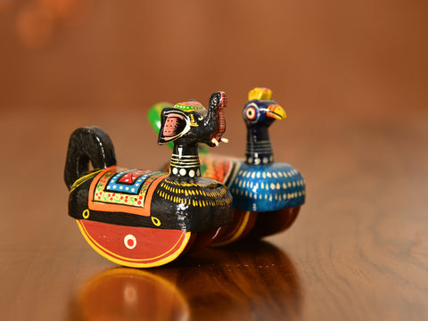Channa Patna Wooden Children Palying Peacock Toy Set