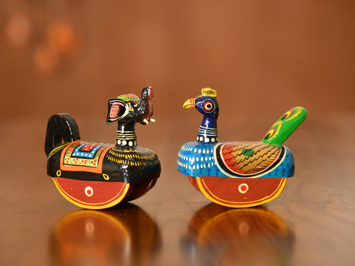Channa Patna Wooden Children Palying Peacock Toy Set