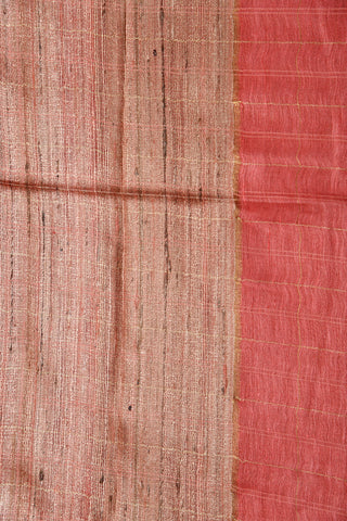 Checked Dark Peach Pink Linen Saree